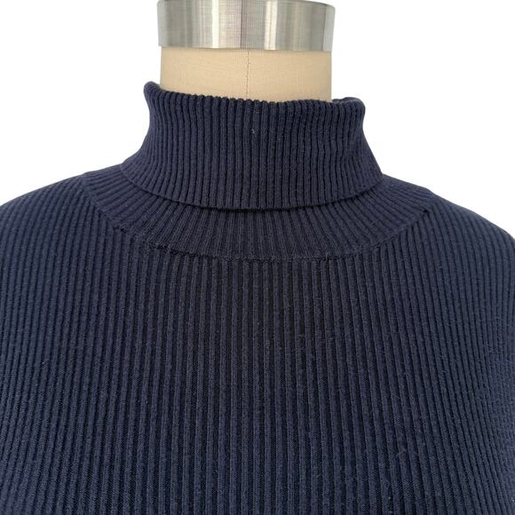 Brandy Melville Ribbed Turtleneck Sweater Top One Size Navy Blue - Picture 7 of 10